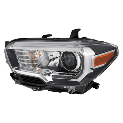 Headlight Assembly Composite Left Halogen w/LED DRL w/Fog Lamps Black Bezel CAPA for Toyota Tacoma 2016–2023