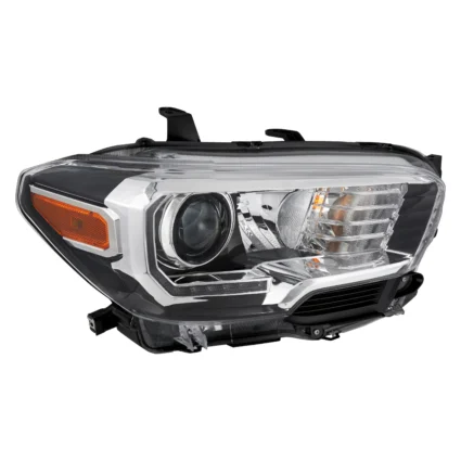 Headlight Assembly Composite Right Halogen w/LED DRL w/Fog Lamps Black Bezel for Toyota Tacoma 2016–2023