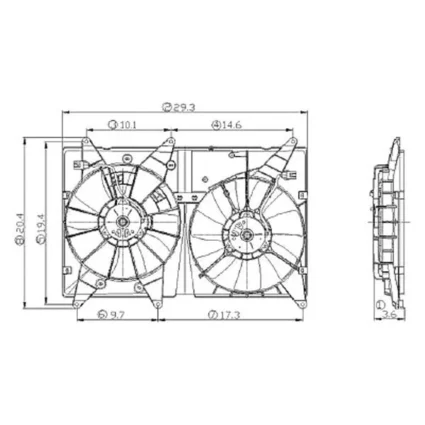 Engine Cooling Fan Assembly Motor/Blade/Shroud Dual Fan Assembly for Toyota Highlander 2001–2007