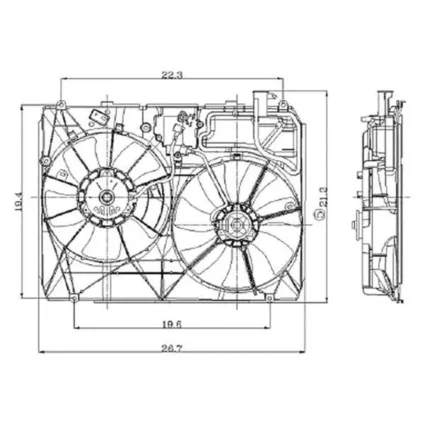Engine Cooling Fan Assembly Includes Motors/Blades/Shroud w/Towing Package for Toyota Sienna 2004