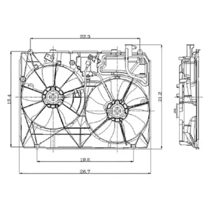 Engine Cooling Fan Assembly Includes Motors/Blades/Shroud w/o Towing Package for Toyota Sienna 2004