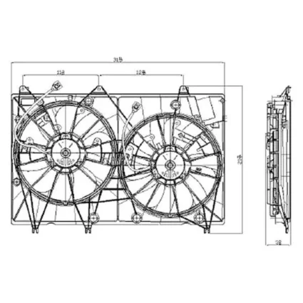 Engine Cooling Fan Assembly Motor/Blade/Shroud Assembly for Toyota Highlander Hybrid Hybrid Limited 2008–2010