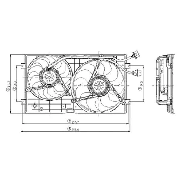 Engine Cooling Fan Assembly Motor/Blade/Shroud Dual Fan Assembly for Volkswagen Beetle 1998–2006