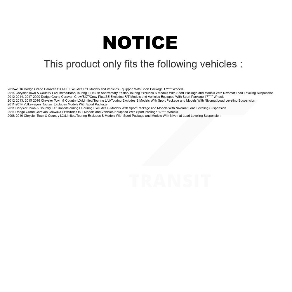 Front Strut Coil Spring Pair For Dodge Grand Caravan Chrysler Town & Country Volkswagen K78A-100064 - Image 2