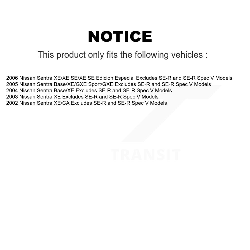 Front Complete Strut Coil Spring Kit For Nissan Sentra Excludes SE-R Spec V Models K78A-100133 - Image 2