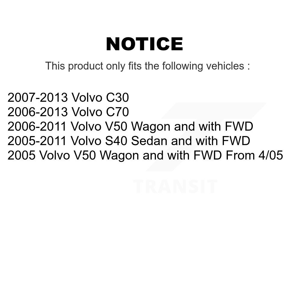 Front Complete Shocks Strut & Coil Spring Mount Assemblies Kit For Volvo S40 C30 V50 C70 K78A-100447 - Image 2