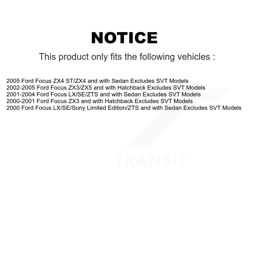 Front Rear Complete Shocks Strut And Coil Spring Kit For Ford Focus Excludes SVT Models K78M-100078 - Image 2