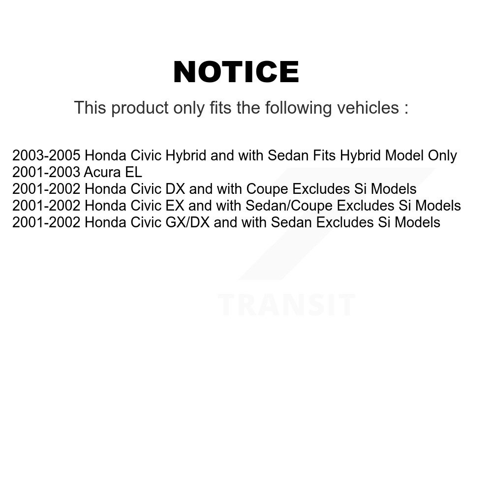 Front Rear Complete Shocks Strut And Coil Spring Assemblies Kit For Honda Civic Acura EL K78M-100322 - Image 2