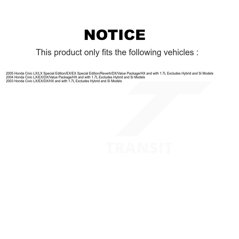 Front Rear Complete Strut And Coil Spring Kit For Honda Civic Excludes Hybrid Si Models K78M-100323 - Image 2