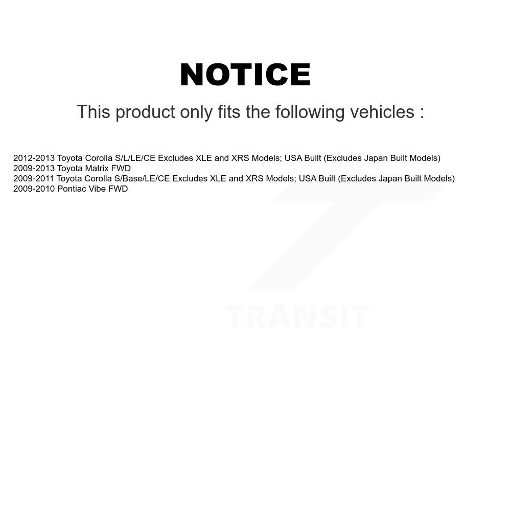 Front Rear Complete Shocks Strut Coil Spring Kit For Toyota Corolla Matrix Pontiac Vibe K78M-100338 - Image 2