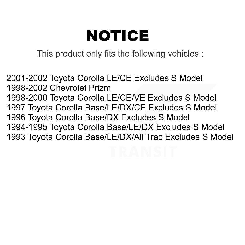 Front Rear Complete Shocks Strut And Coil Spring Kit For Toyota Corolla Chevrolet Prizm K78M-100357 - Image 2